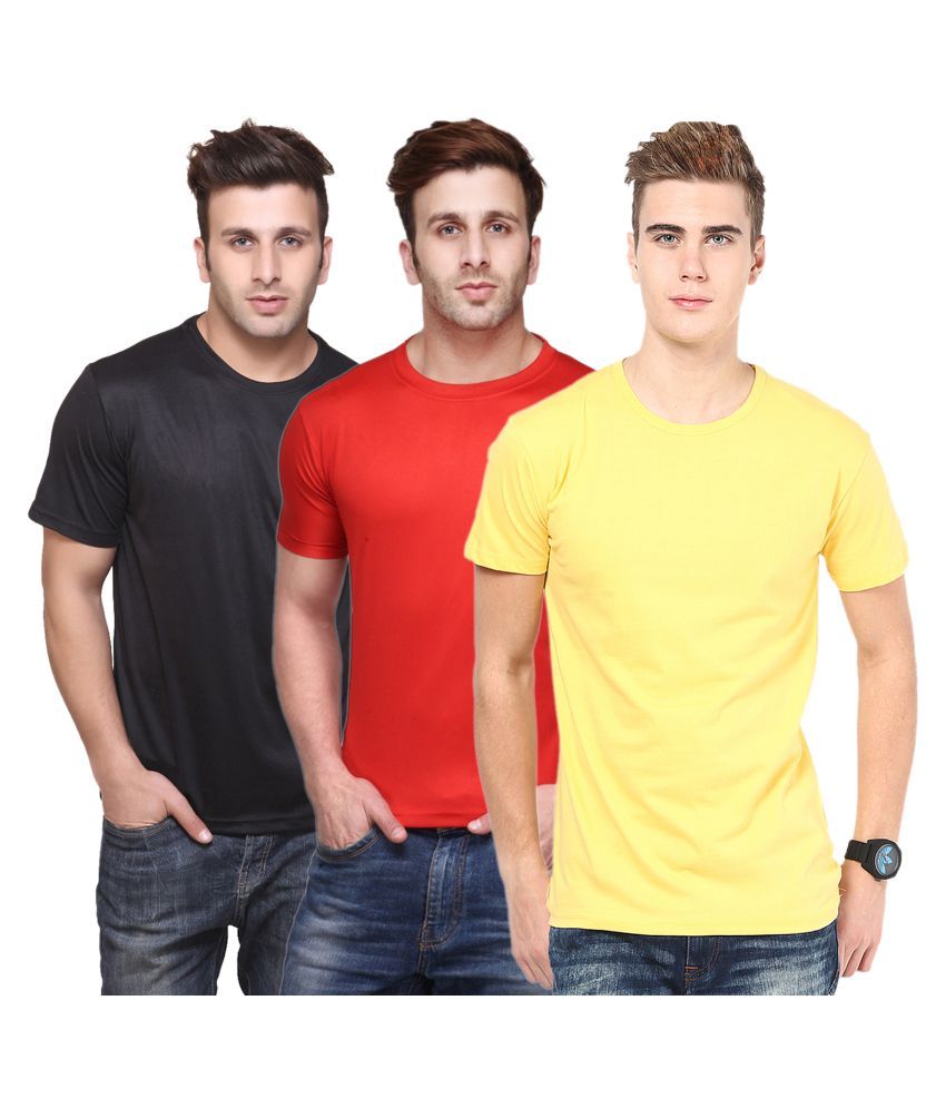     			Funky Guys Polyester Slim Fit Solid Half Sleeves Men's Round Neck T-Shirt - ( Pack of 3 )