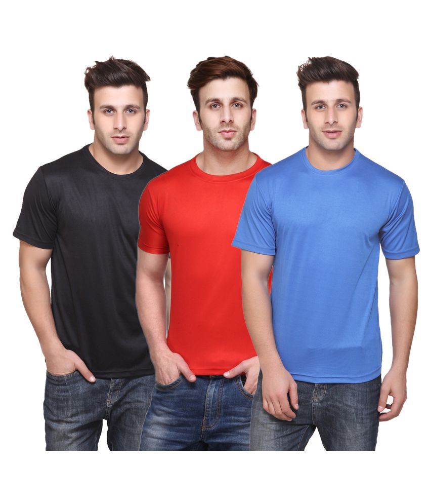     			Funky Guys Polyester Slim Fit Solid Half Sleeves Men's Round Neck T-Shirt - ( Pack of 3 )