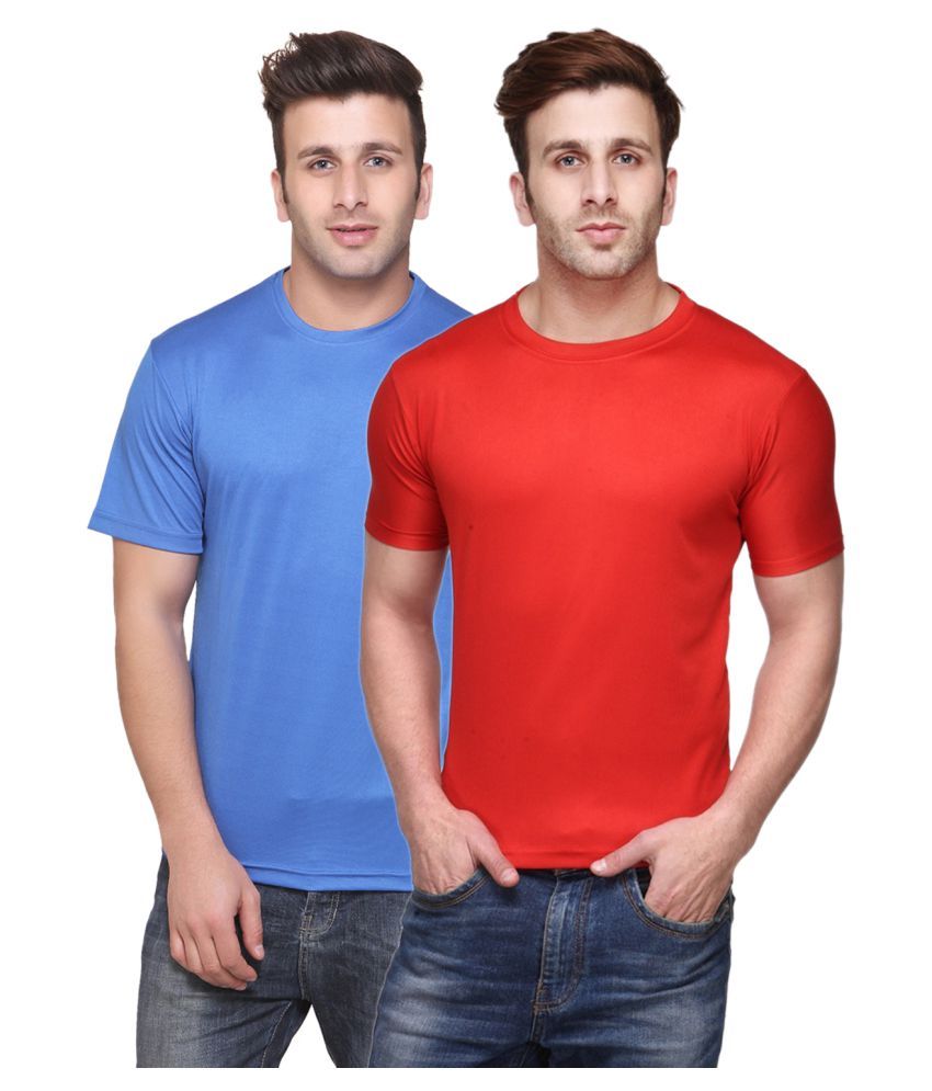     			Funky Guys Polyester Slim Fit Solid Half Sleeves Men's Round Neck T-Shirt - ( Pack of 2 )