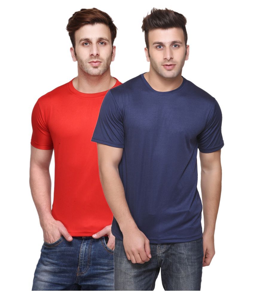     			Funky Guys Polyester Slim Fit Solid Half Sleeves Men's Round Neck T-Shirt - ( Pack of 2 )