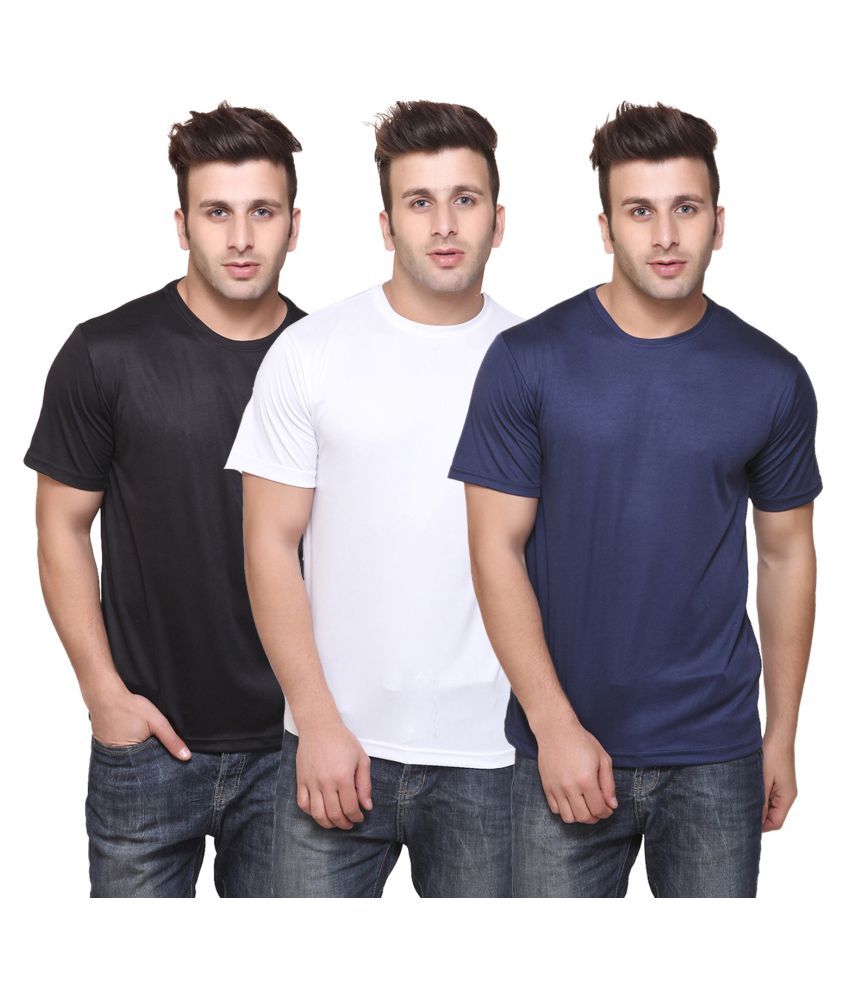     			Funky Guys Polyester Slim Fit Solid Half Sleeves Men's Round Neck T-Shirt - ( Pack of 3 )