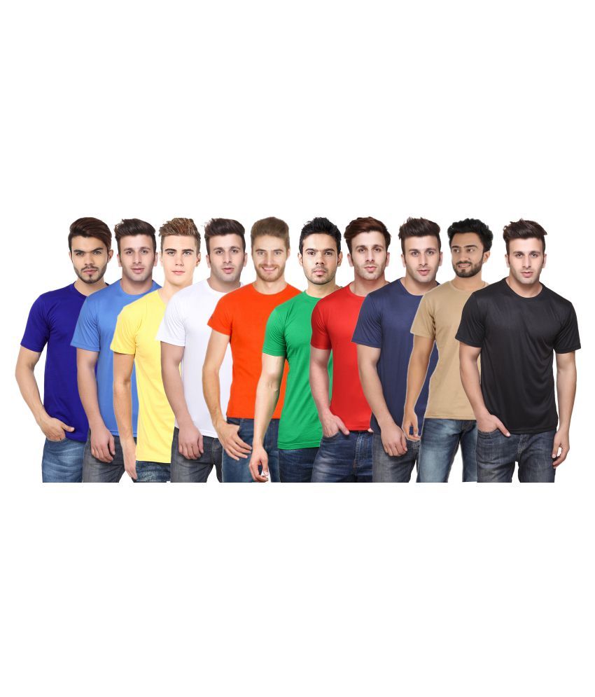     			Funky Guys Polyester Slim Fit Solid Half Sleeves Men's Round Neck T-Shirt - ( Pack of 10 )