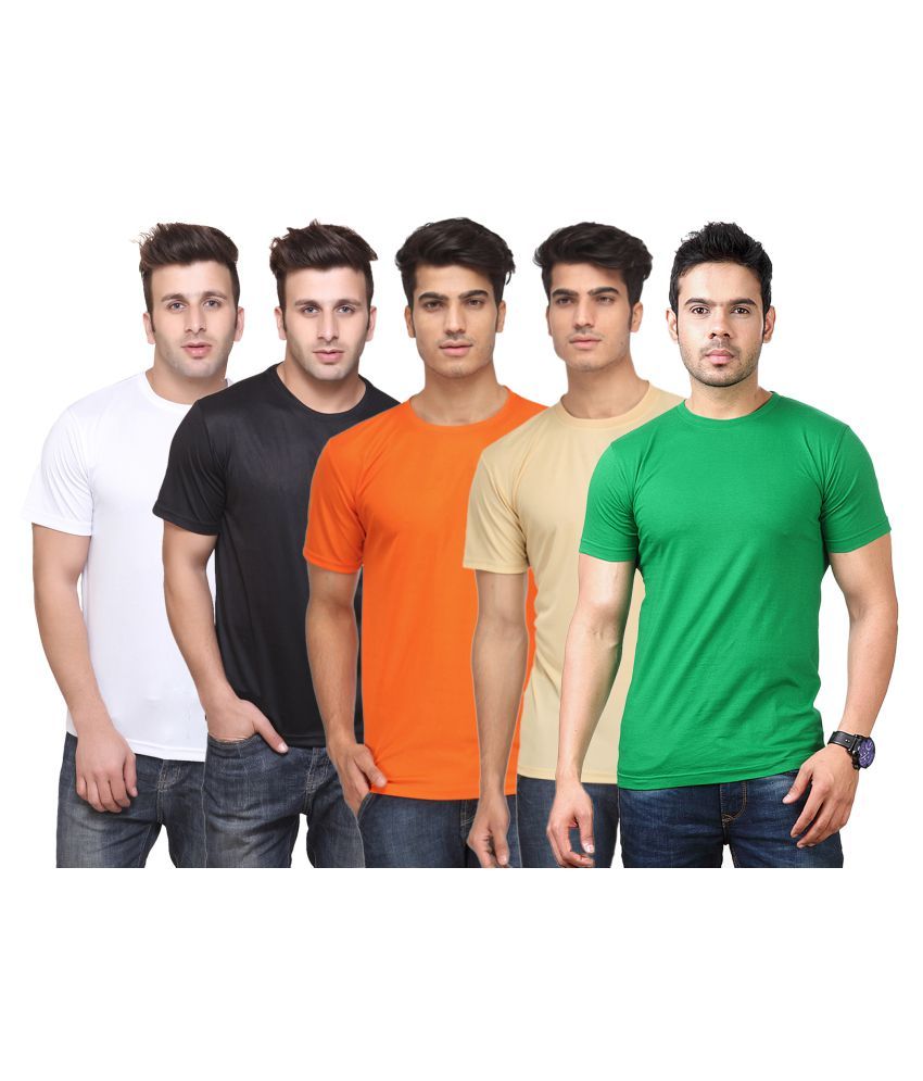     			Funky Guys Polyester Slim Fit Solid Half Sleeves Men's Round Neck T-Shirt - ( Pack of 5 )