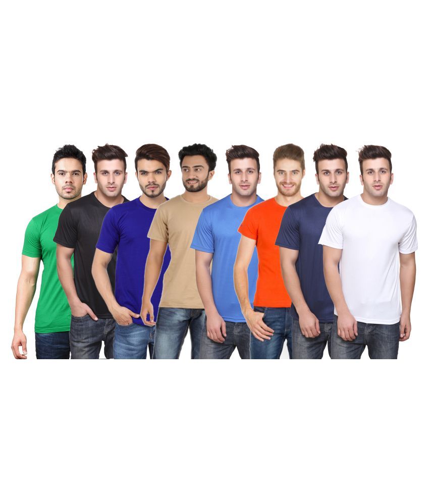     			Funky Guys Polyester Slim Fit Solid Half Sleeves Men's Round Neck T-Shirt - ( Pack of 8 )