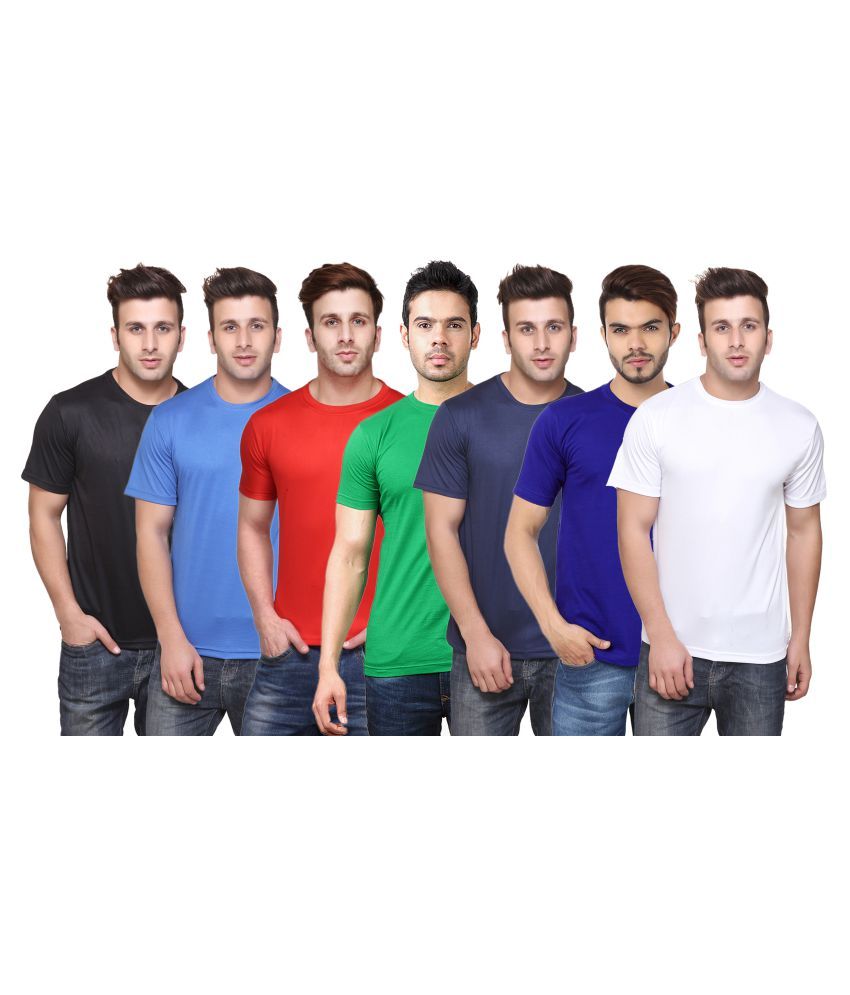     			Funky Guys Polyester Slim Fit Solid Half Sleeves Men's Round Neck T-Shirt - ( Pack of 7 )