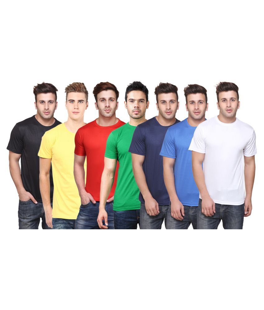     			Funky Guys Polyester Slim Fit Solid Half Sleeves Men's Round Neck T-Shirt - ( Pack of 7 )