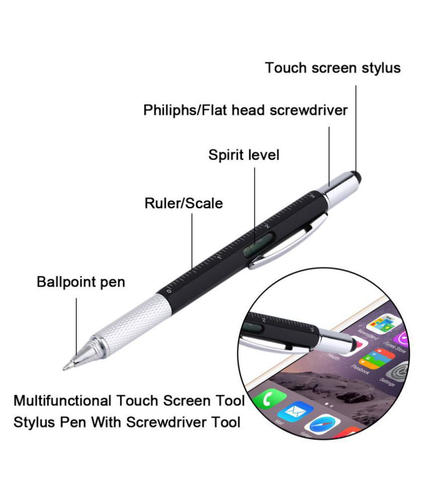     			DALUCI 5 In 1 Multifunctional Screwdriver Pen Touch Screen Metal Gift supplie office stationery pen (Black)