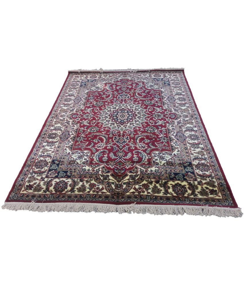 as handloom Red Wool Carpet Ethnic 5X7 Ft. Buy as handloom Red Wool