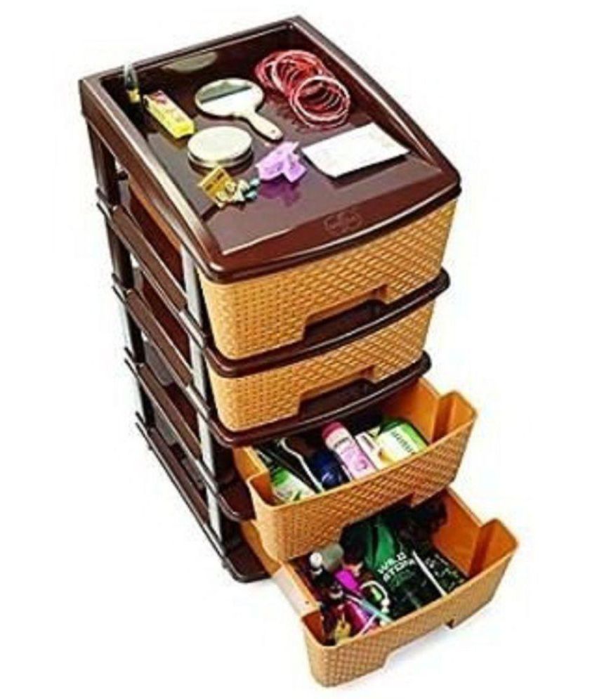 Wudkraft Megnum 4 Tier Drawer Rack/Kitchen Rack With 4 Plastic Storage