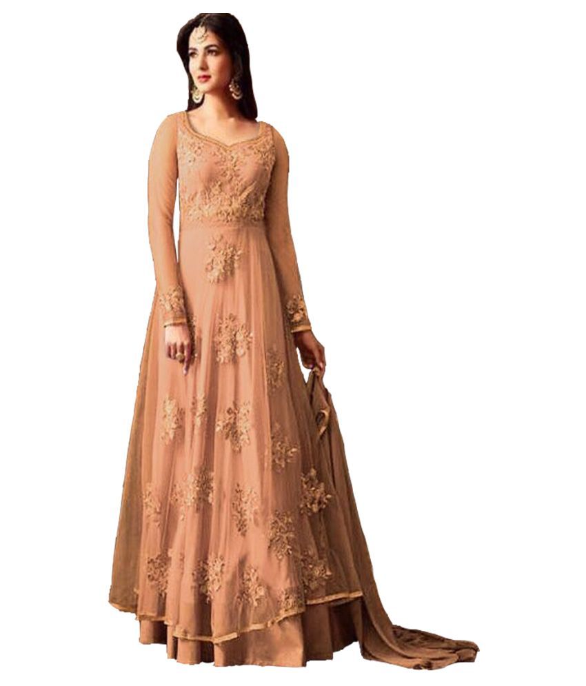 peach net gown