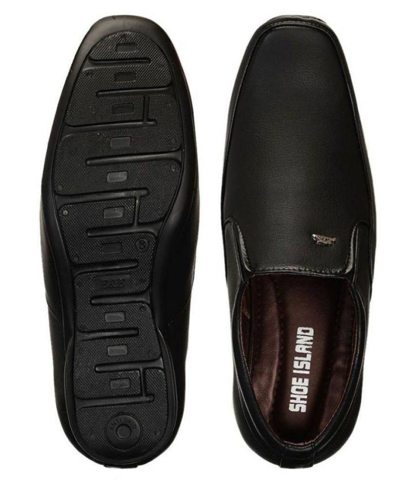 black leather slip on slippers