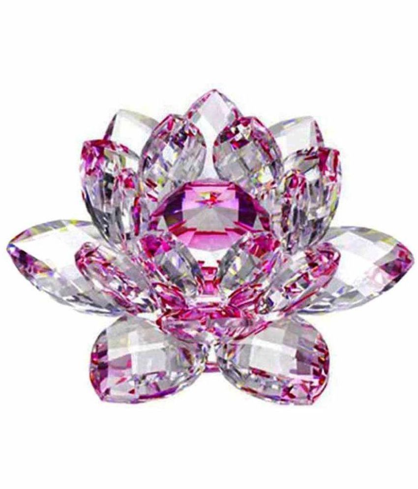     			Snaya Collection Pink Glass High Quality Hue Reflection Crystal Lotus Flower