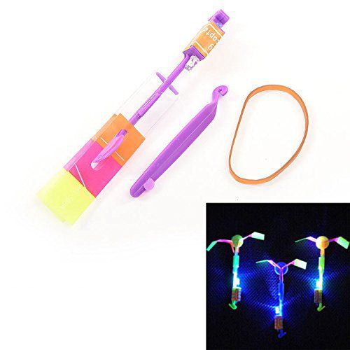 ACUTAS Amazing Led Light Arrow Rocket Helicopter Flying Toy Party Fun Gift Elastic (2 Pack)