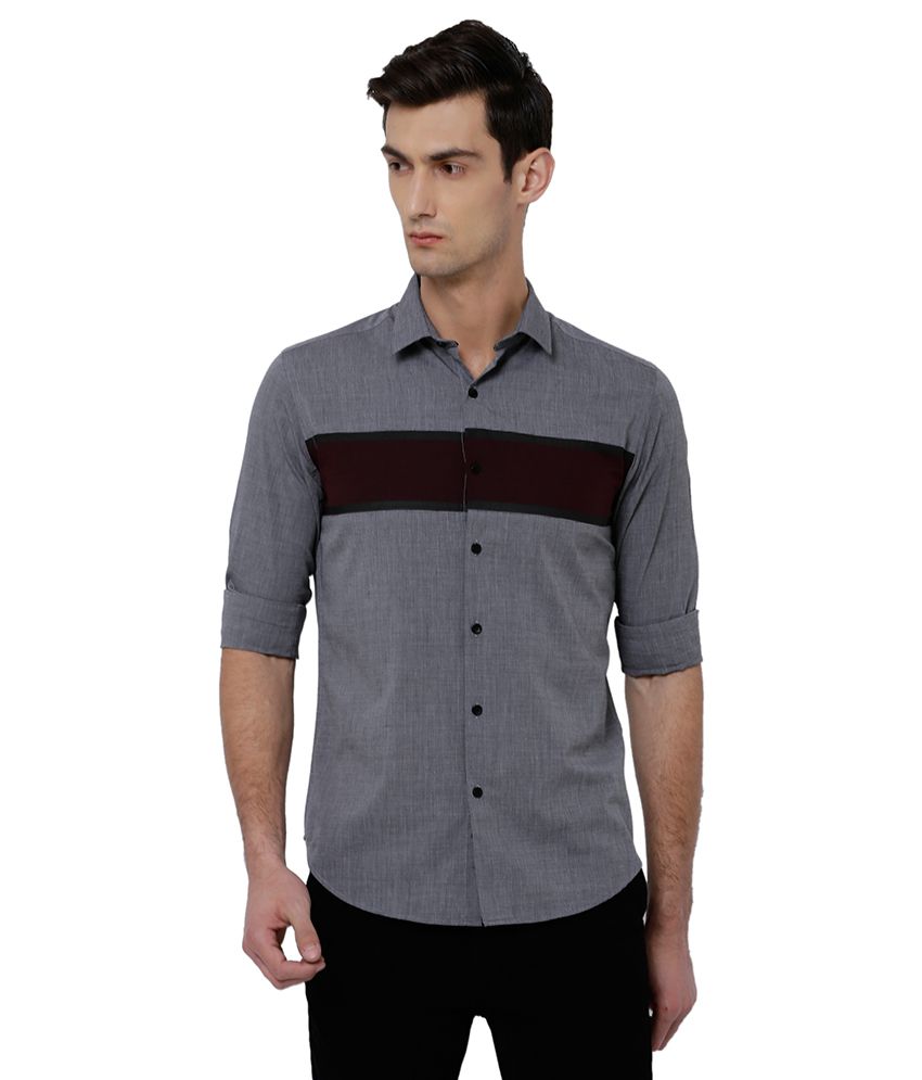     			Black Coffee Grey Slim Fit Shirt