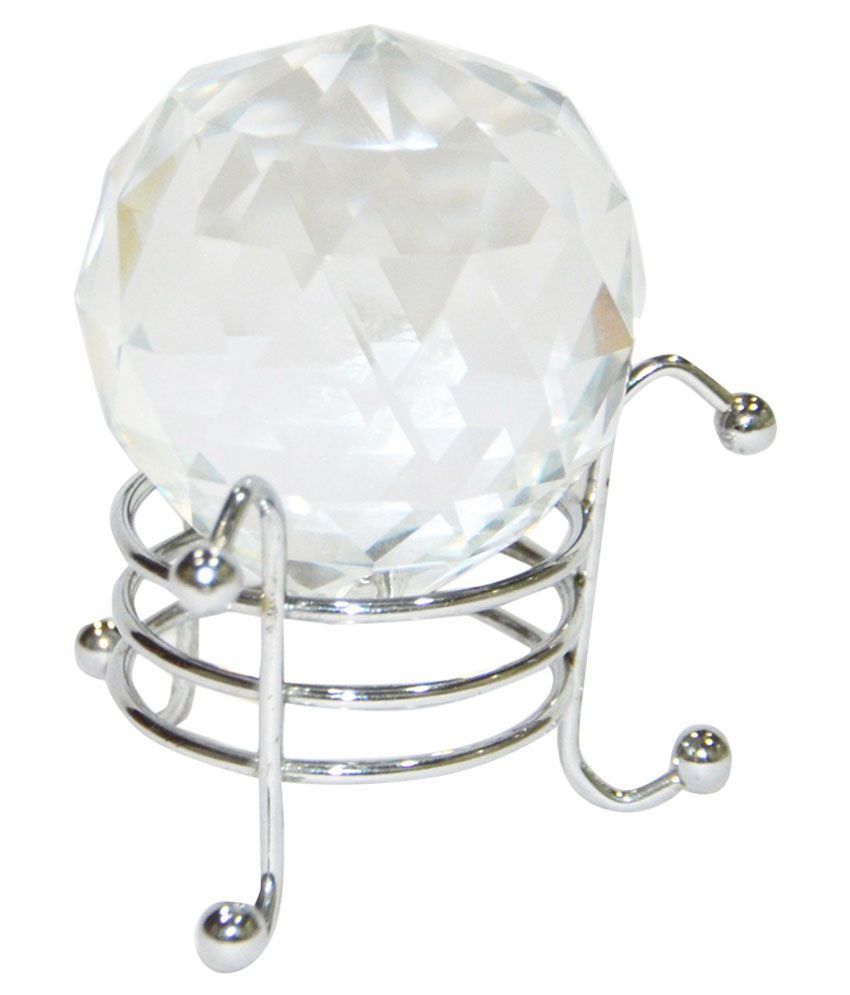     			S.S Collection White Glass Feng Shui Crystal Diamond Cut Ball