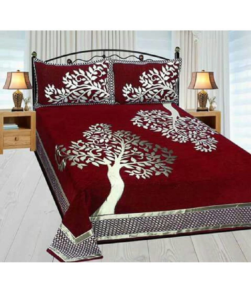 Handloom Villa Chenille Double Bedsheet with 2 Pillow Covers Buy