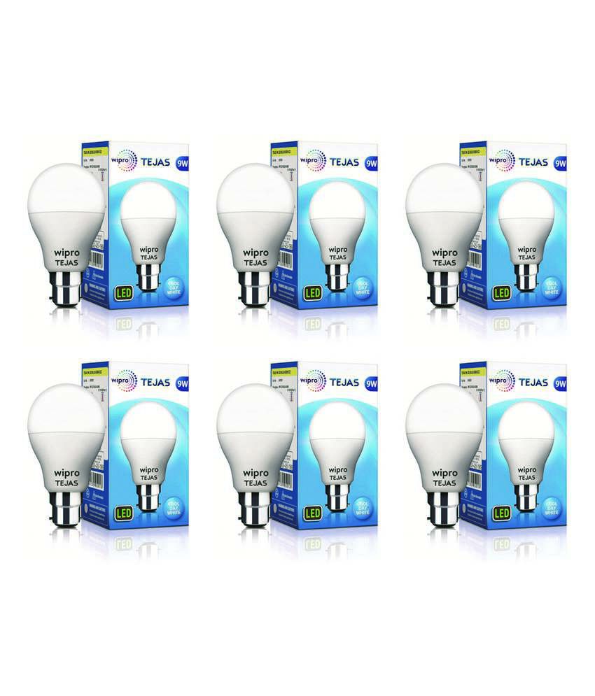 Wipro 9W LED Bulbs - Cool Day Light (Pack of 6 )