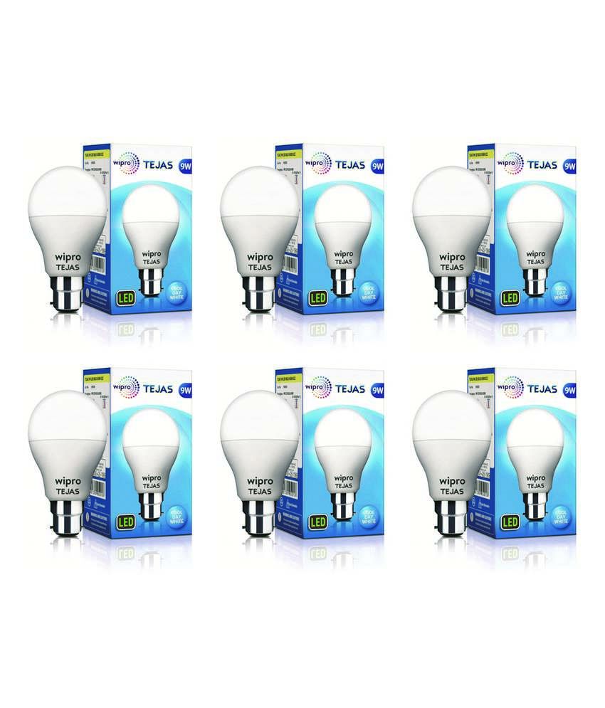 Wipro 9w Led Bulbs Cool Day Light Pack Of 6