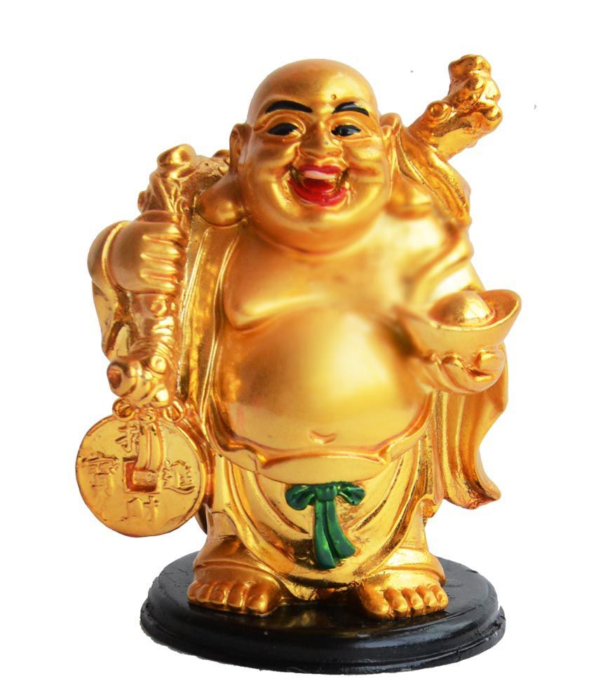     			Sagar Collection  Yellow Laughing Buddha With Ingot and Coins