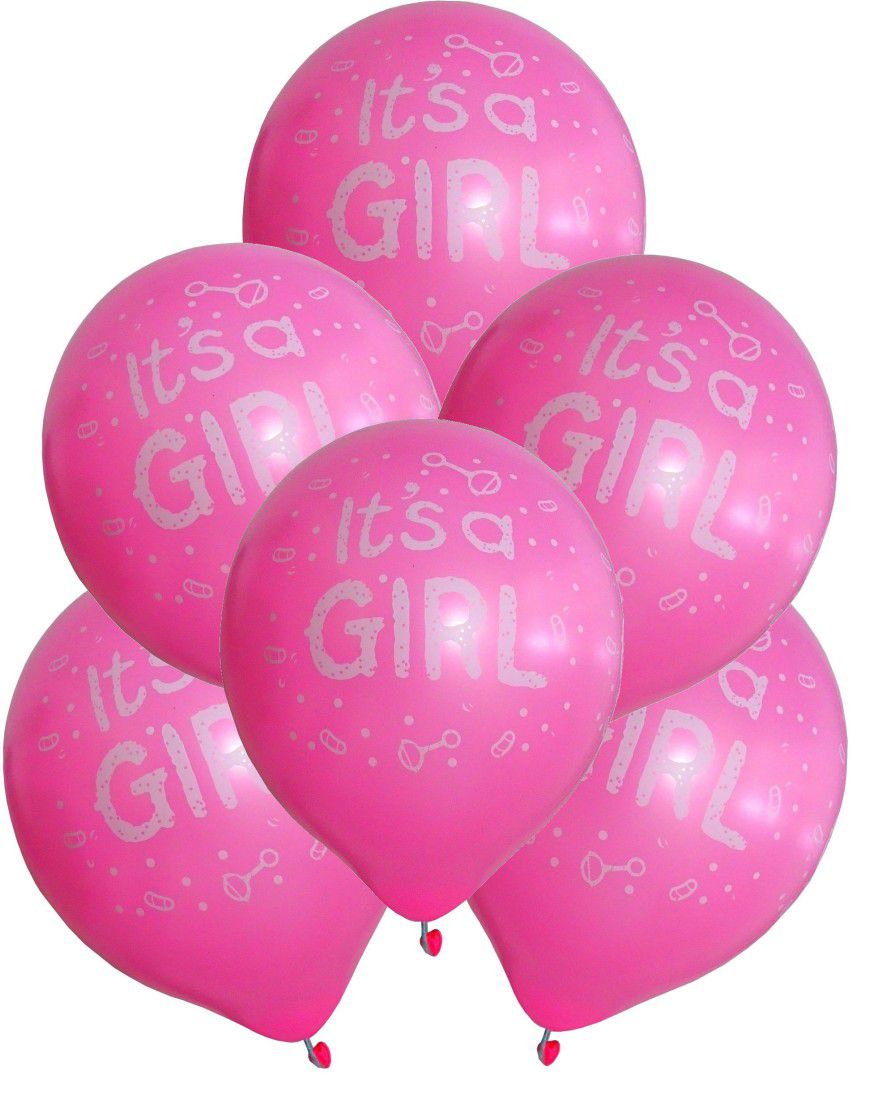 Ziggle Premium Its A Girl Printed Pink Balloon First Birthday 1st