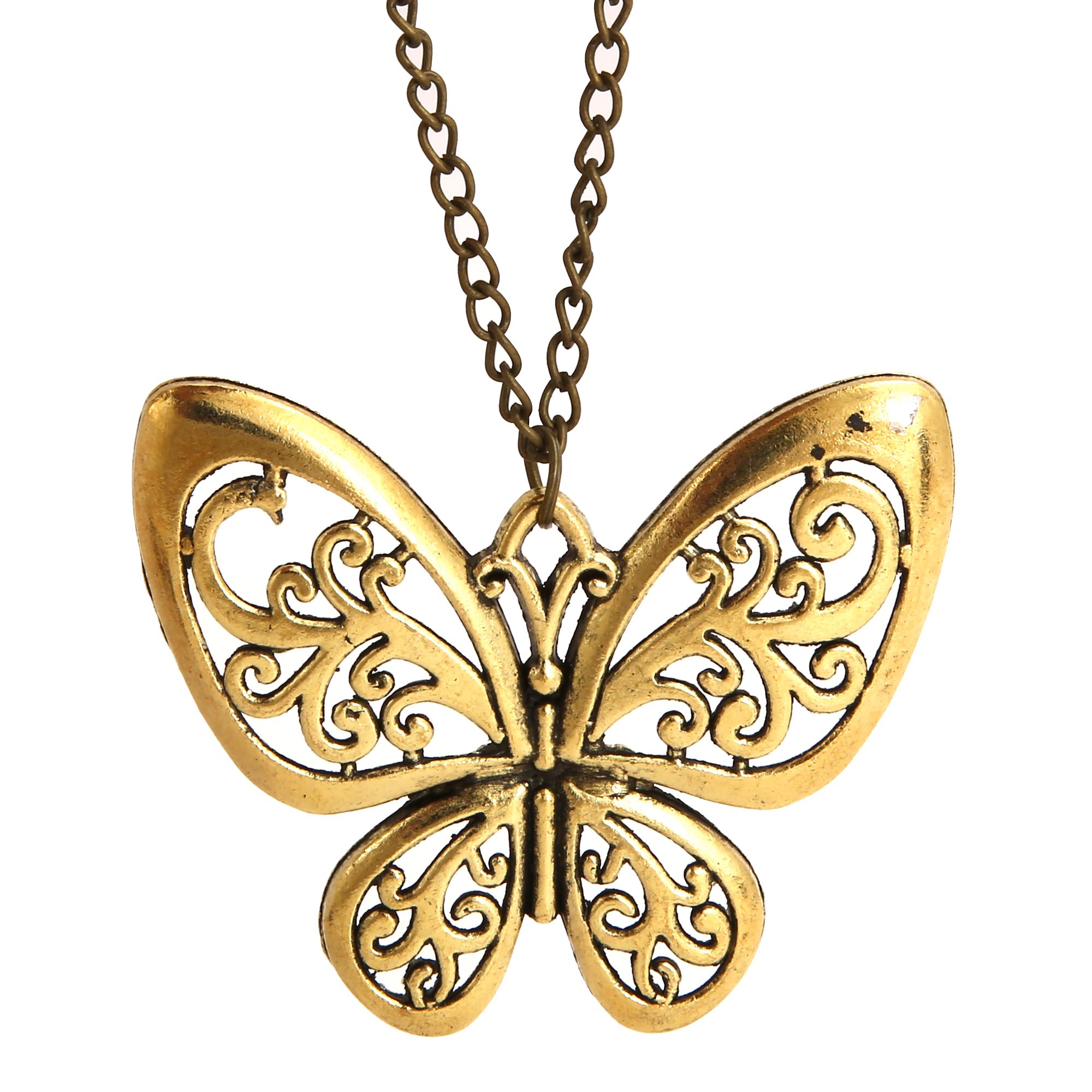 Ancient Bronze Butterfly Long Pendant Necklace Chain - Buy Ancient ...