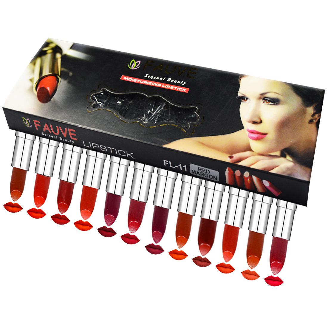 Fauve Sensual Beauty Moisturizing Lipstick Pack12 Multicolor 3.6x12 gm