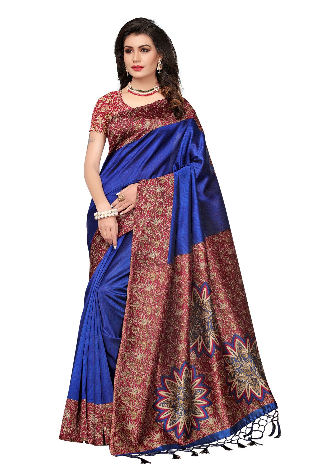 Salwar Studio Blue Mysore Silk Saree - Buy Salwar Studio Blue Mysore ...