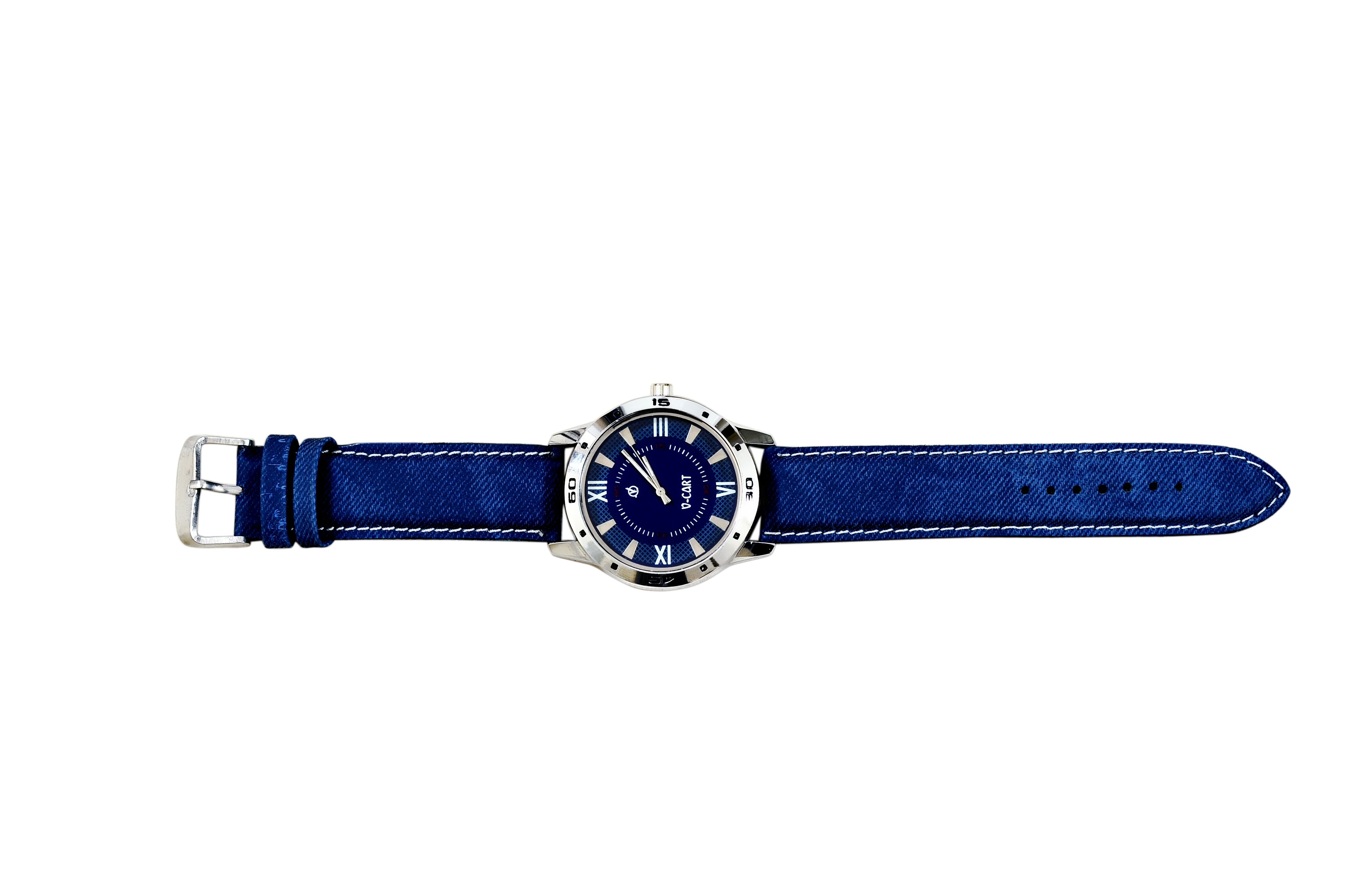men fashion ex306 blue analog leather strap watch