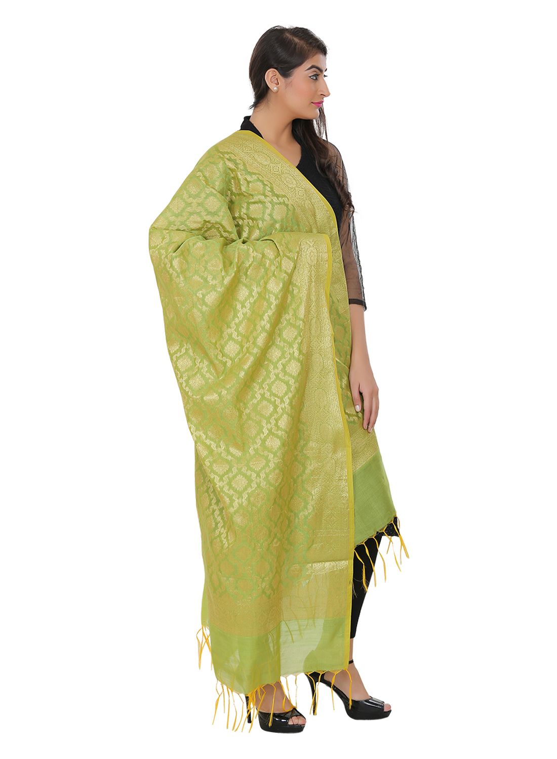LOOM LEGACY Green Cotton Dupatta Price in India Buy LOOM LEGACY Green