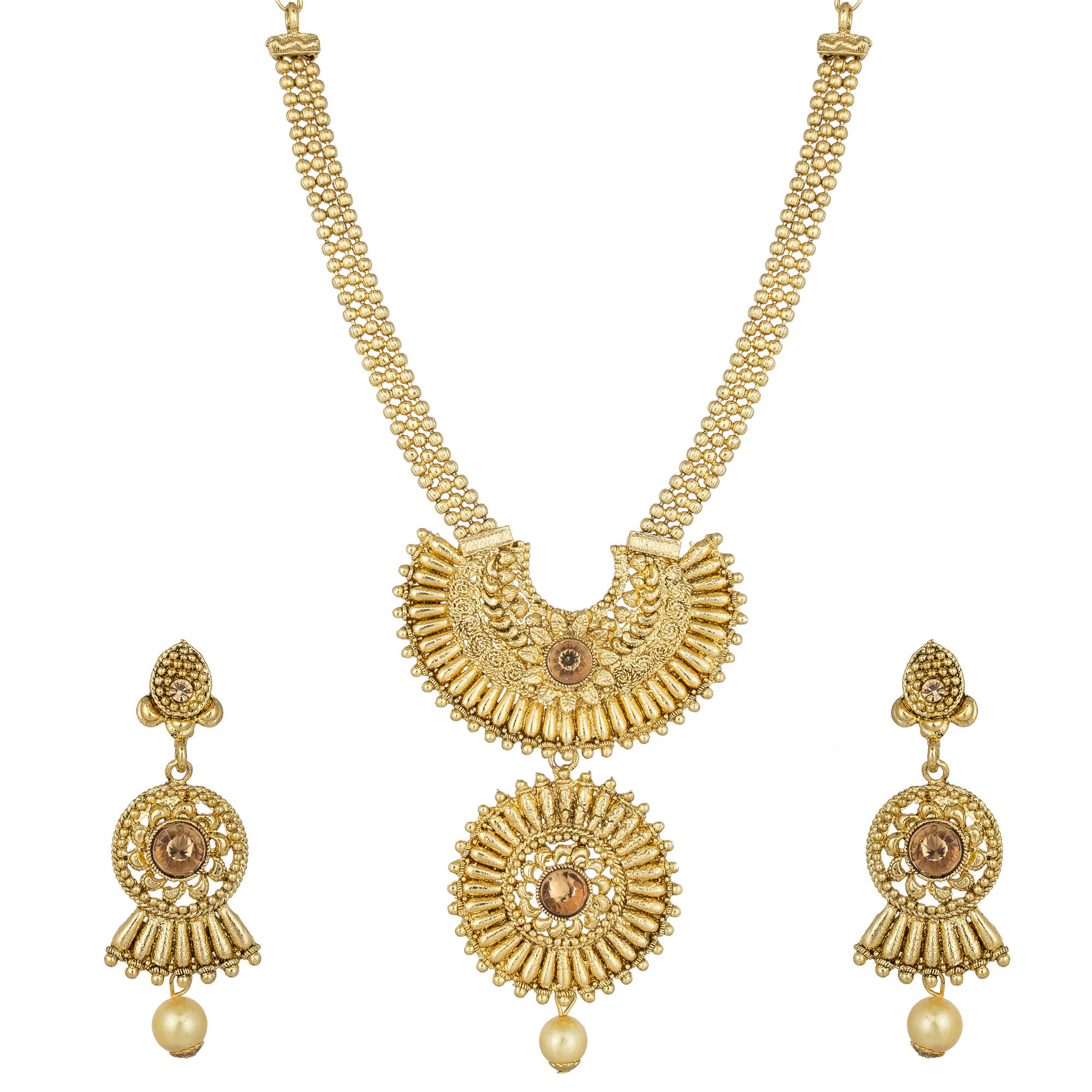 Pankh Kundan Brass Golden Necklace Set Combo-273 - Buy Pankh Kundan ...