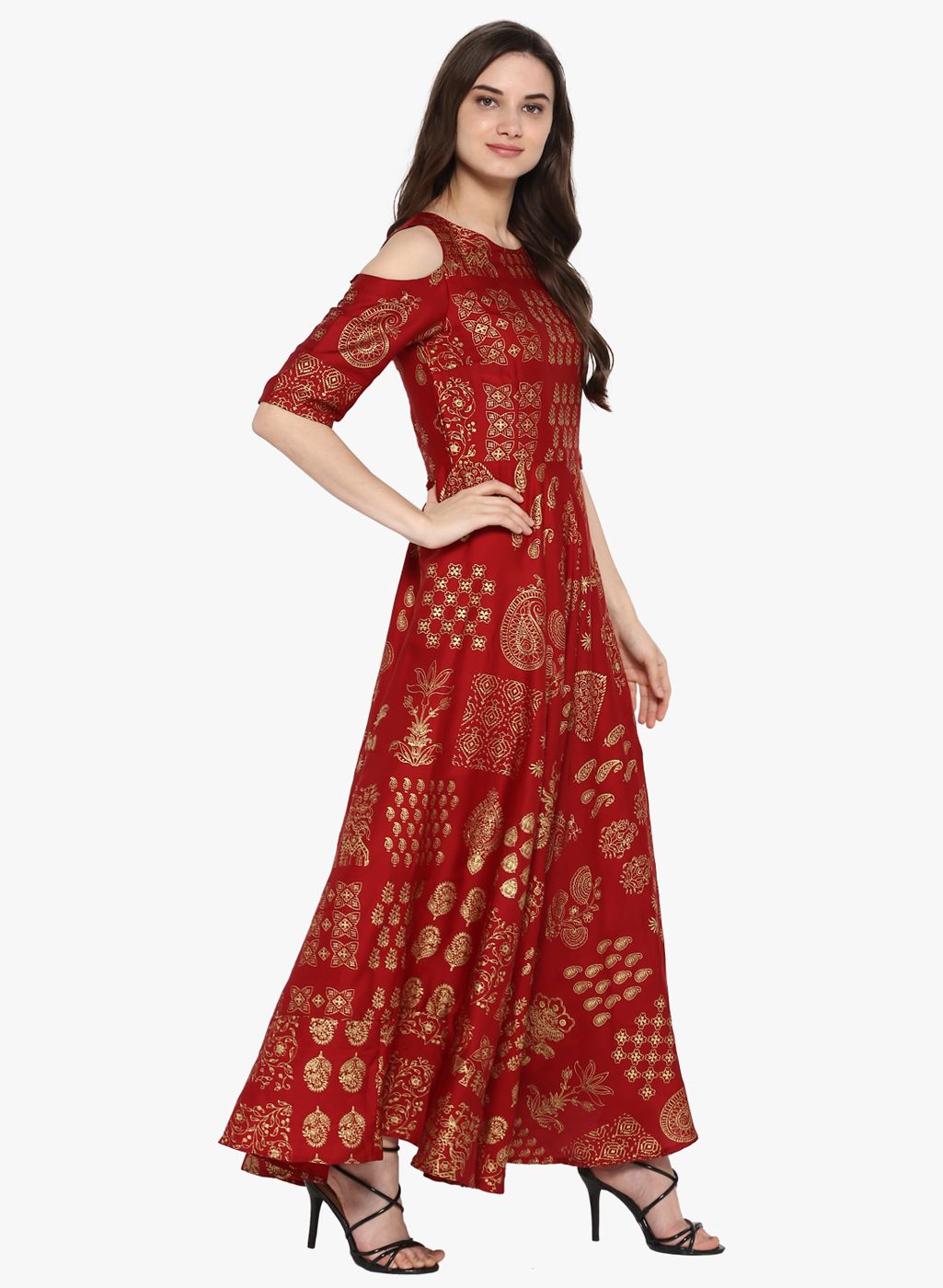maroon silk kurti