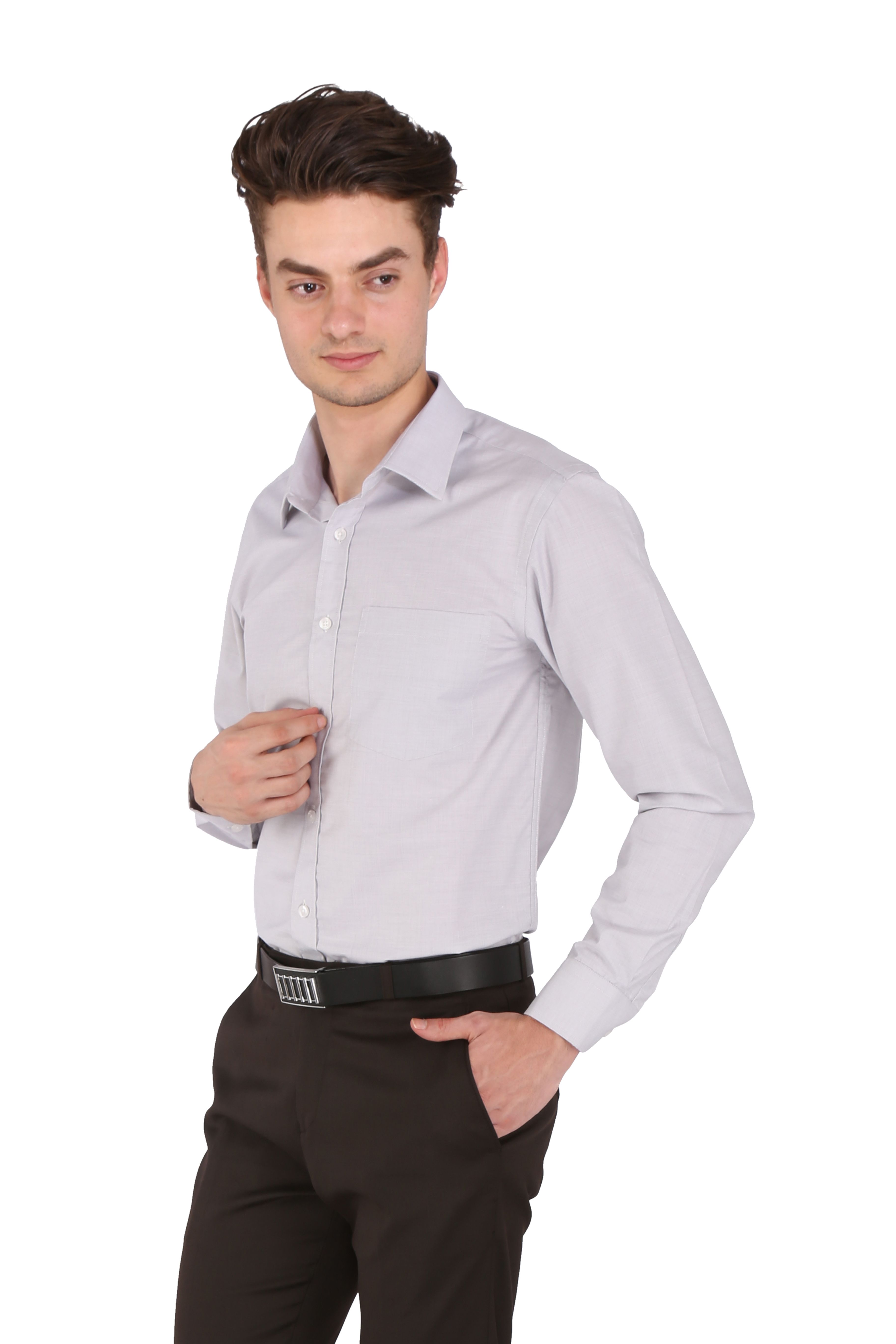 kleren chapell men's grey regular fit formal shirt