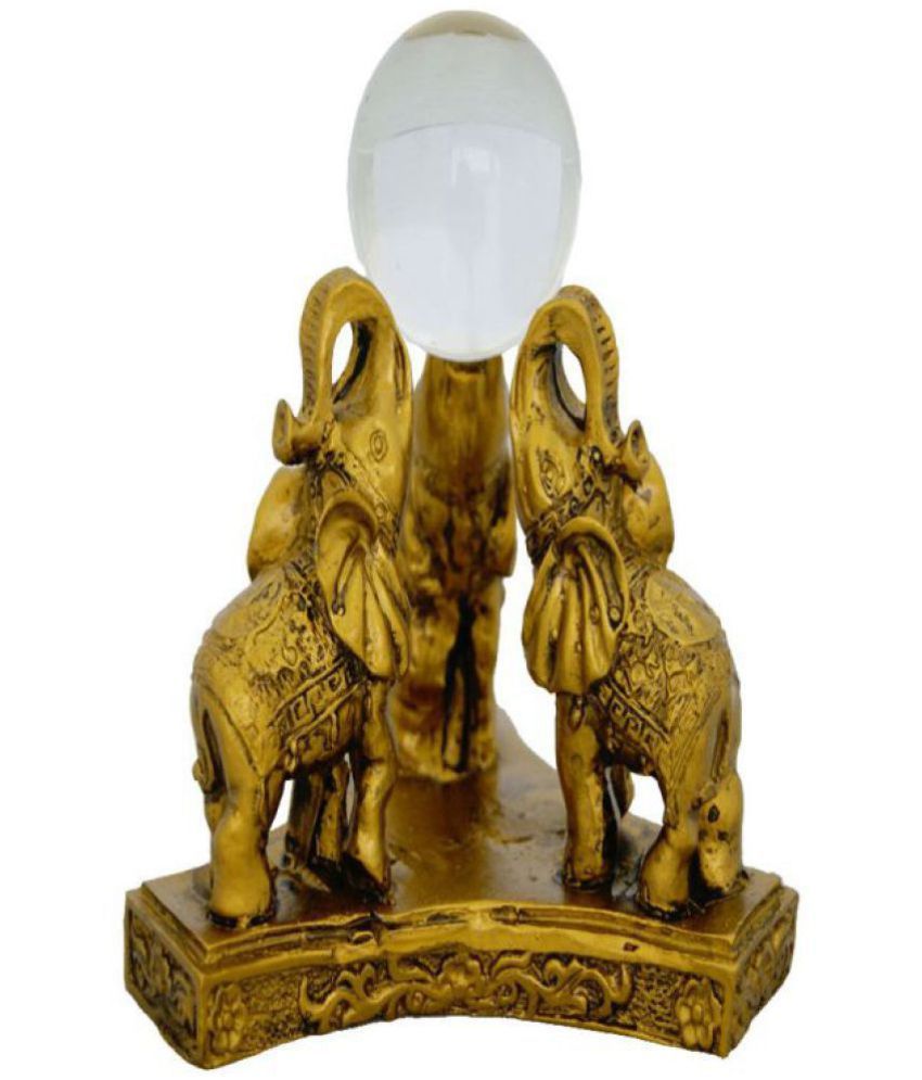     			Ganpati Creation Antique Gold Elephants With Crystal Ball