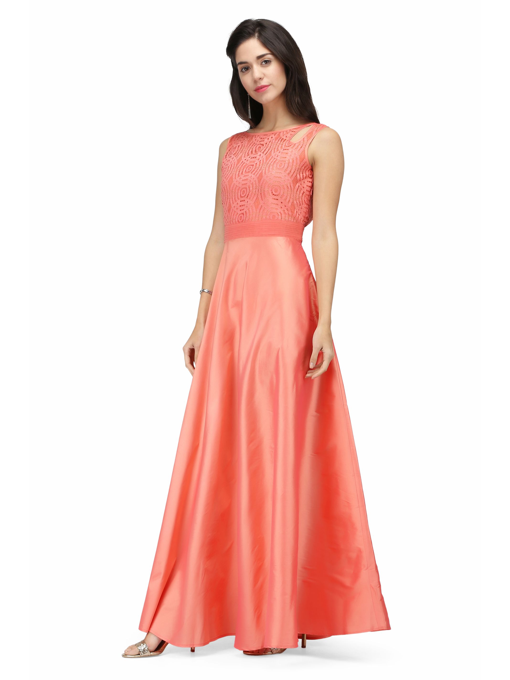 peach silk gown