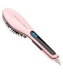 Grind Sapphire Electric Hair Straightener Comb Brush with LCD Temperature Display ( Pink )