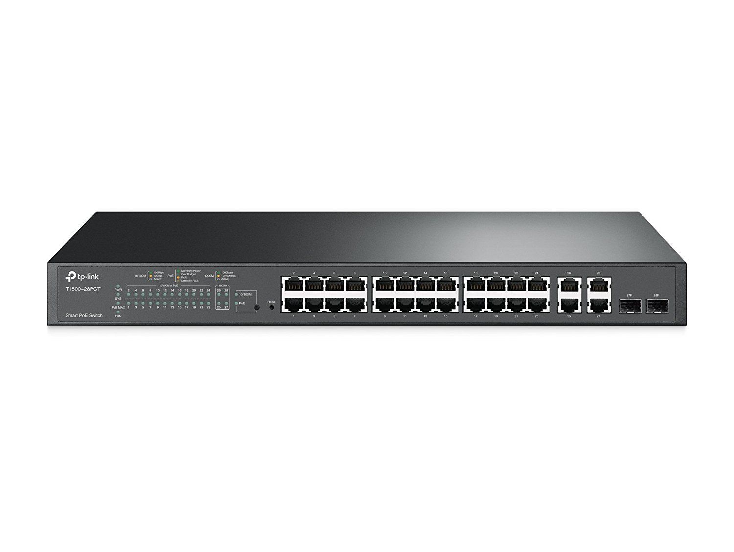 TP LINK 24 Port 10/100Mbps with 4 Port Gigabit Smart PoE+ Switch T1500 28PCT TL SL2428P