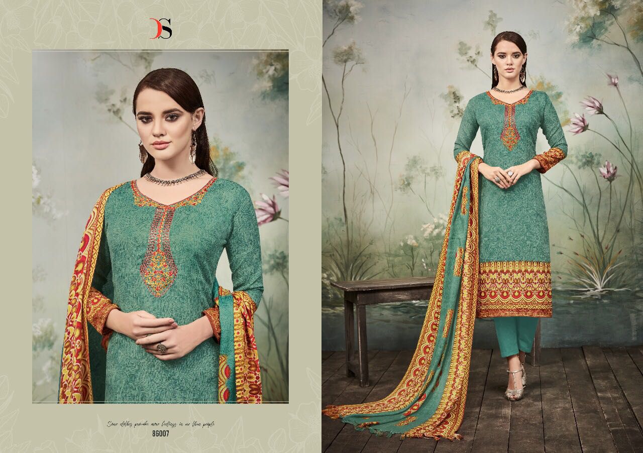 Srishti Creations Multicoloured Pashmina Blend Dress Material - Buy ...