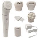 SJ Rechargeable 5 in 1 Epilator + Clean Sing Brush + Massager + Shaver + Callus Remover Hair Trimmer Remover Clipper Body for Women Ladies Epilator ( White )