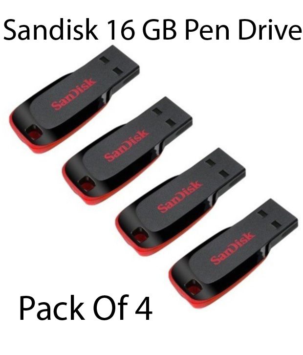     			Sandisk Cruzer Blade 16gb Pen Drive - Pack Of 4