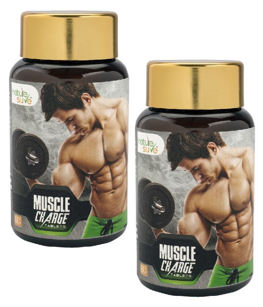 Nature Sure Muscle Charge Tablets for Strength & Protein Absorption - 2 Packs (60 Tablets Each)