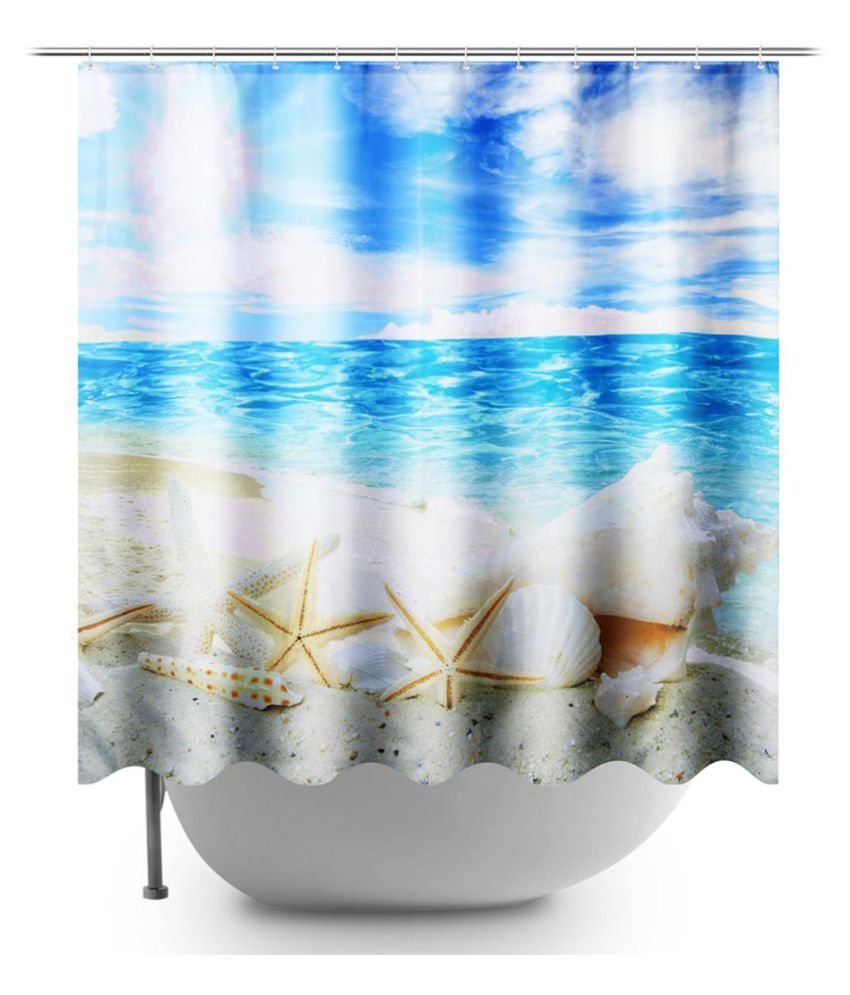 Buy Diy Bathroomwaterproof Shower Curtain 3d 12 Hook Beach Shell
