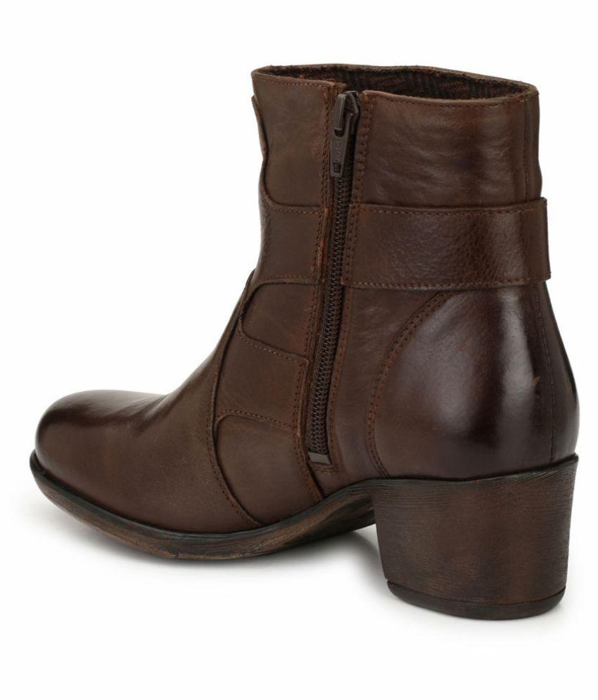Alberto Torresi Brown Ankle Length Bootie Boots Price in India- Buy ...