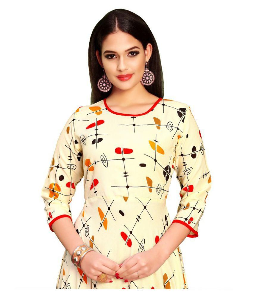 gosriki women's rayon anarkali kurta with gold printed dupatta