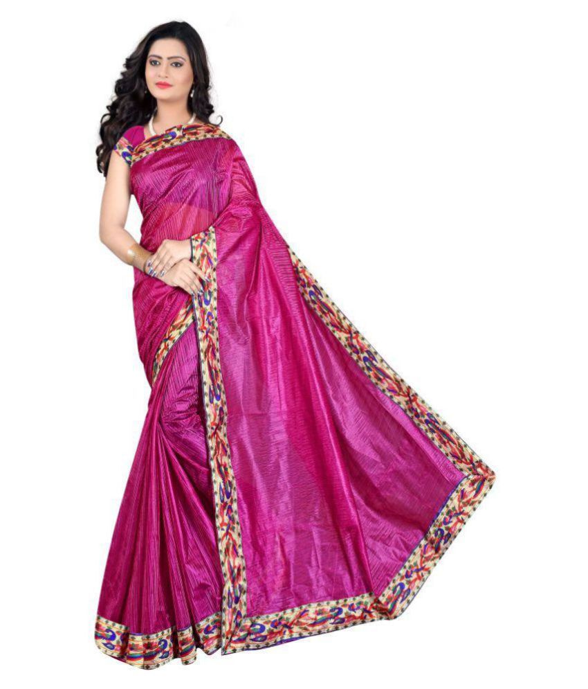 FINETHREAD Pink and Purple Bangalore Silk Saree - Buy FINETHREAD Pink ...