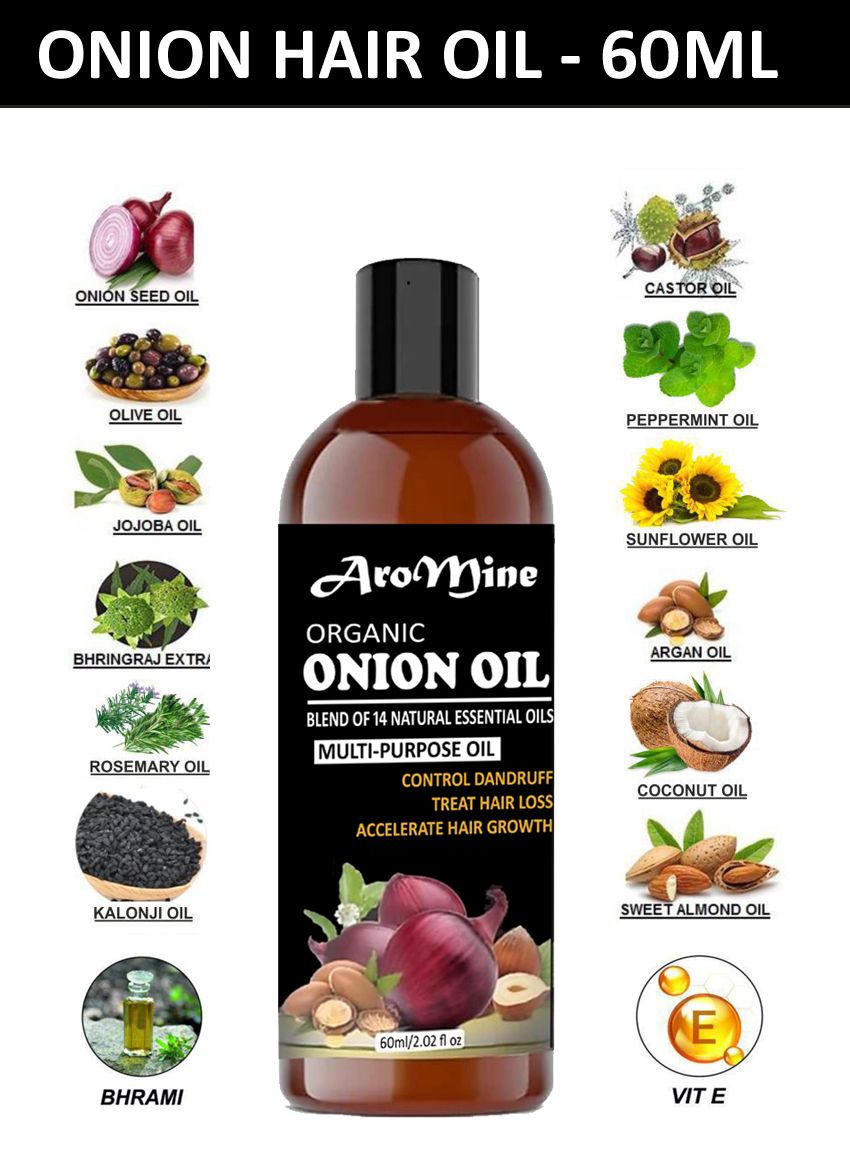 Aromine Onion Herbal Oil Blend Of 14 Natural For Hair Growth 60