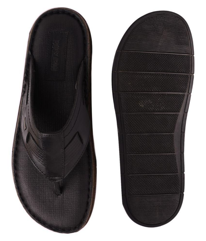 Buckaroo Black Leather Slippers Price in India- Buy Buckaroo Black ...