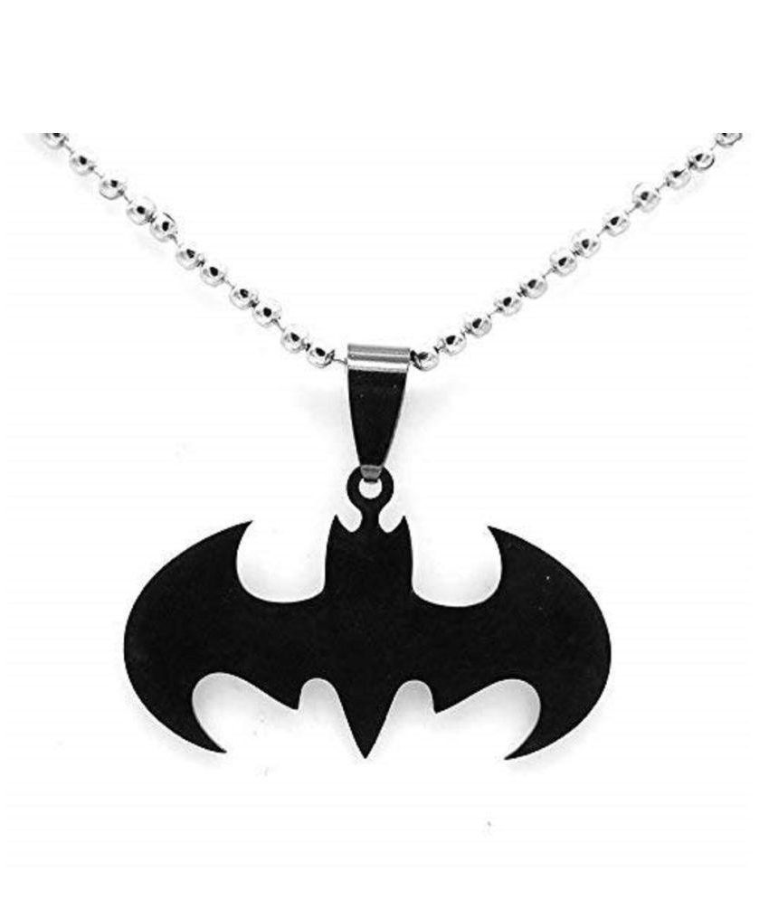 GirlZ! Black Stainless Steel Batman Pendant Necklace with Chain For Men:  Buy GirlZ! Black Stainless Steel Batman Pendant Necklace with Chain For Men  Online in India on Snapdeal