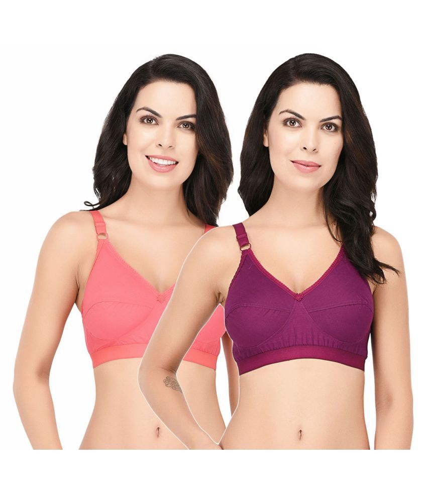     			Elina Pack of 2 Cotton Non Padded Women's T-Shirt Bra ( Multi Color )