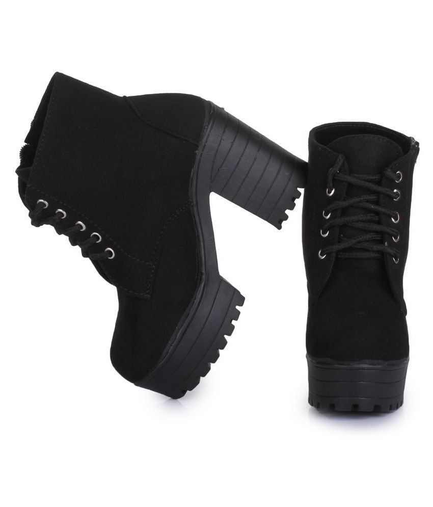 black ankle length shoes
