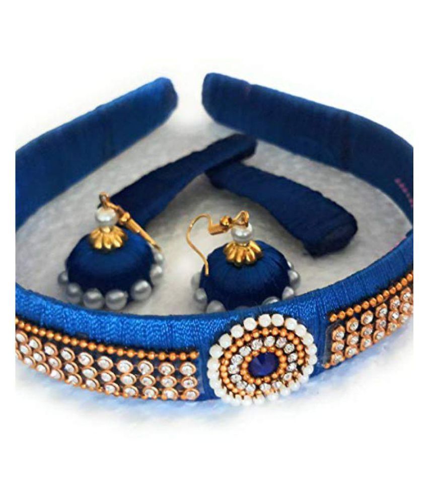 GO FOR IT Silk Thread Earrings, Haiband and Hairclips, Color: Blue, Quantity: One Pair of Earrings, One pair of Hairclips and One Hairband - Buy GO FOR IT Silk Thread Earrings, Haiband GO FOR IT Silk Thread Earrings, Haiband and Hairclips, Color: Blue, Quantity: One Pair of Earrings, One pair of Hairclips and One Hairband - Buy GO FOR IT Silk Thread Earrings, Haiband